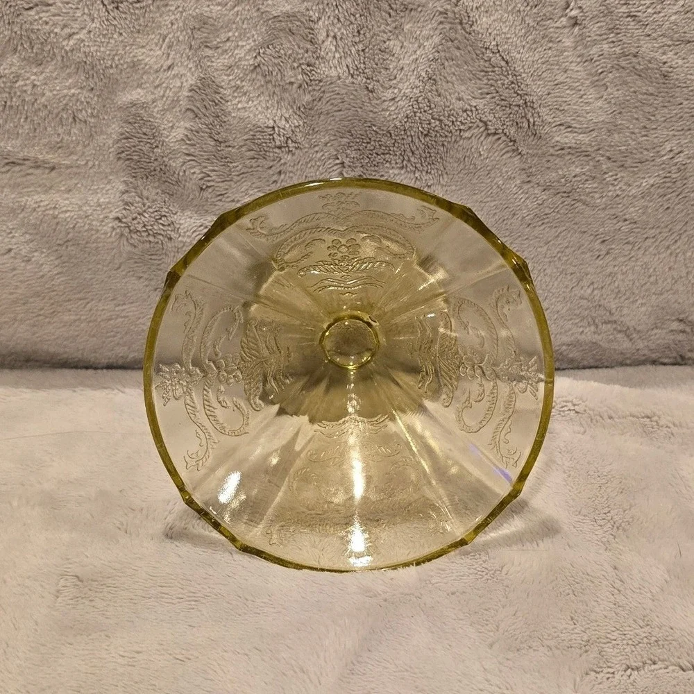 Vintage Federal Glass Madrid Yellow Depression Glass Sherbet Cup Footed Dessert